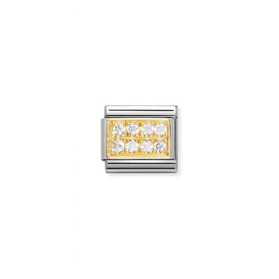 NOMINATION COMPOSABLE Classic PAVE in stainless steel with 18k gold and Cubic Zirconia White CZ