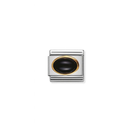 NOMINATION Composable Classic oval hard stones in stainless steel and gold 18k BLACK AGATE
