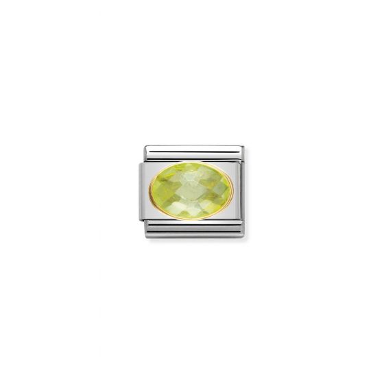 NOMINATION COMPOSABLE Classic FACETED CUBIC zirconia, stainless steel and 18k gold GREEN