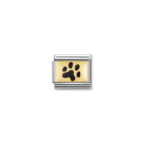 NOMINATION COMPOSABLE Classic EARTH ANIMALS in stainless steel with enamel and 18k gold Paw print