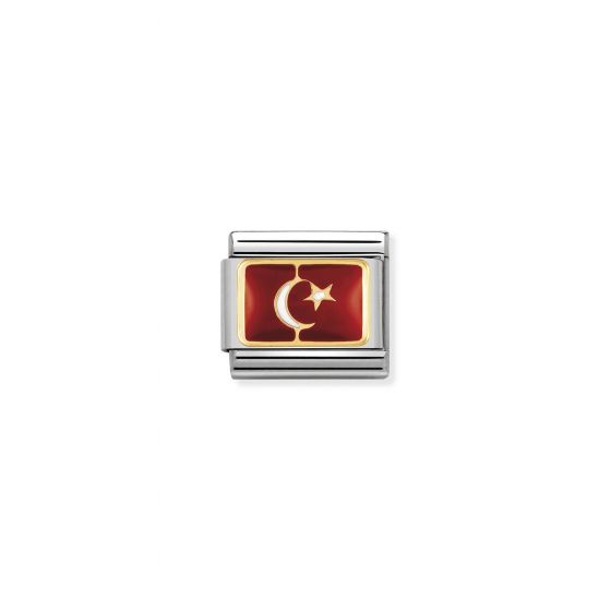 NOMINATION COMPOSABLE Classic EUROPE FLAG in stainless steel with enamel and 18k gold TURKEY