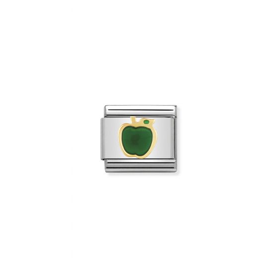 NOMINATION COMPOSABLE Classic FRUITS in stainless steel with enamel and 18k gold Green Apple