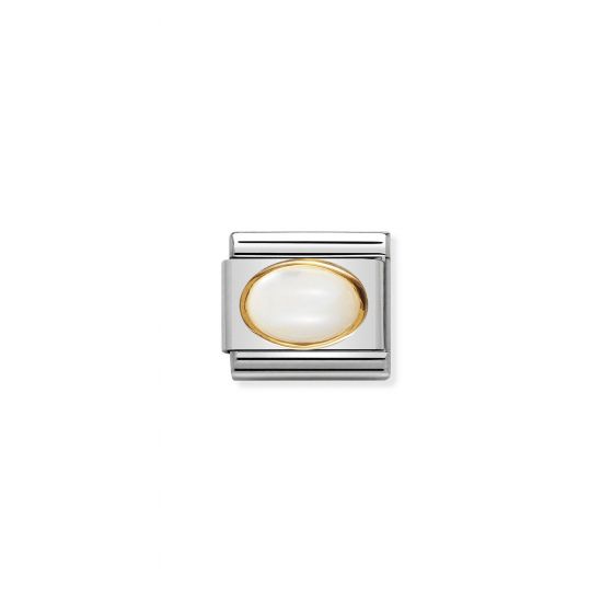 NOMINATION Composable Classic oval hard stones in stainless steel and gold 18k MOON STONE