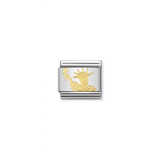 NOMINATION COMPOSABLE Classic GEOGRAPHIC SYMBOLS in stainless steel with 18k gold Statue of Liberty