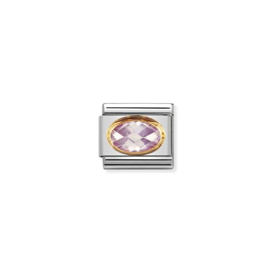 NOMINATION COMPOSABLE Classic FACETED CUBIC zirconia, stainless steel and 18k gold LAVENDER