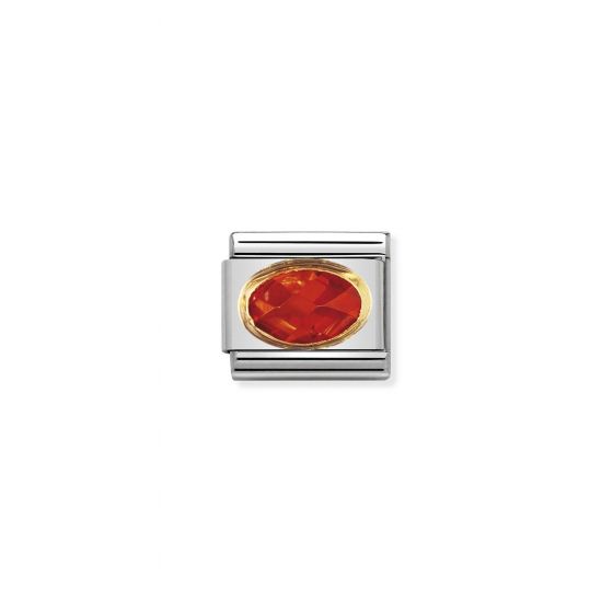 NOMINATION COMPOSABLE Classic FACETED CUBIC zirconia, stainless steel and 18k gold ORANGE