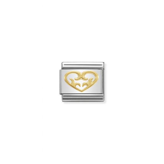 NOMINATION Composable Classic ELEGANCE in stainless steel with 18k gold (Decorated heart)