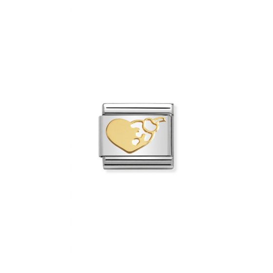 NOMINATION Composable Classic SYMBOLS and steel and 18k gold cookie heart