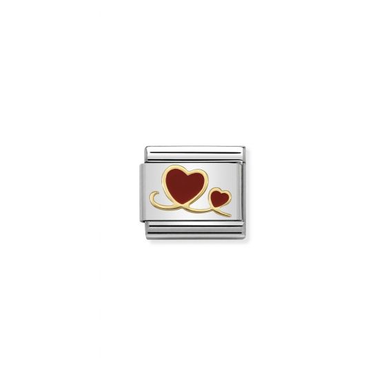 NOMINATION Composable Classic LOVE 2 stainless steel, enamel and 18k gold Heart with bow