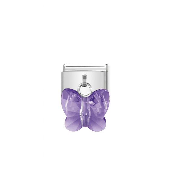 NOMINATION COMPOSABLE Classic links in stainless steel with SWAROWSKI butterflies Violet
