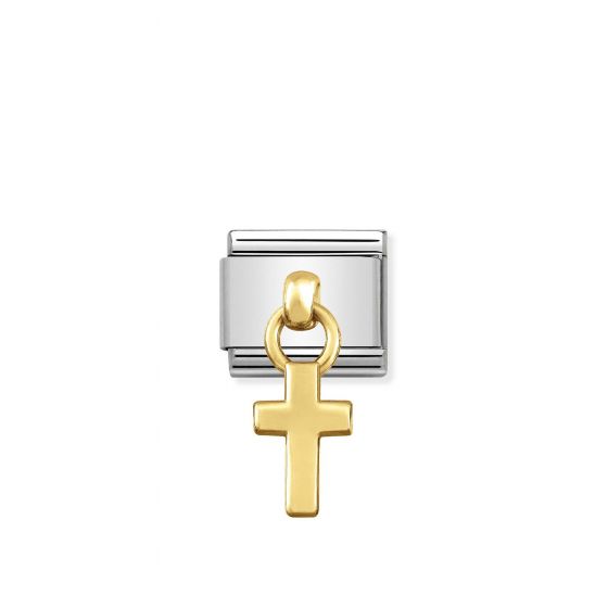 NOMINATION Composable Classic CHARMS and steel and 18k gold Cross