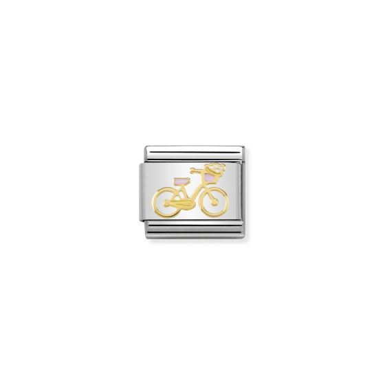 NOMINATION Composable Classic SYMBOLS steel, enamel and gold 750 Versailles Bycicle