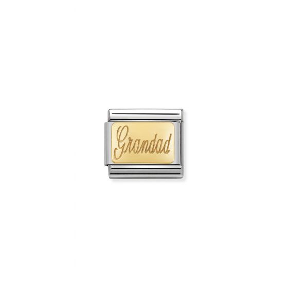 NOMINATION COMPOSABLE Classic ENGRAVED SIGNS in stainless steel with 18k gold CUSTOM Grandad