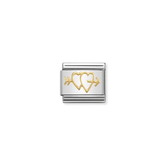 NOMINATION Composable Classic SYMBOLS and steel and 18k gold Double Broken Hearts