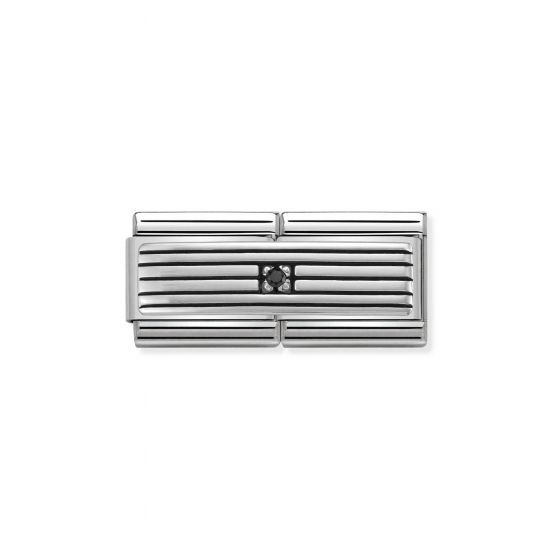 NOMINATION Composable DOUBLE Classic SYMBOLS steel Cub zircon and silver 925 Rows With Zircon