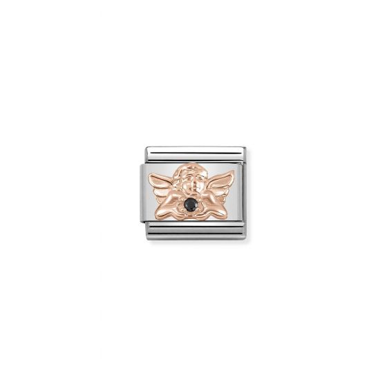 NOMINATION Composable Classic Symbols in stainless steel with 9K rose gold and CZ Guardian Angel