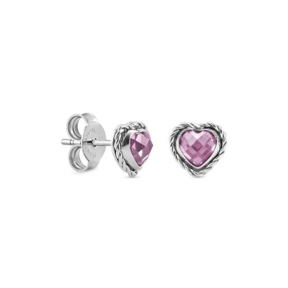 NOMINATION EARRINGS earrings in stainless steel. 925 silver and zircons HEARTS RICH SETTING PINK