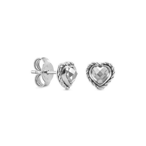 NOMINATION EARRINGS earrings in stainless steel. 925 silver and zircons HEARTS RICH SETTING White