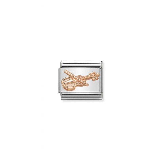 NOMINATION Composable Classic RELIEF SYMBOLS stainless steel and gold 9k (11_Violin)