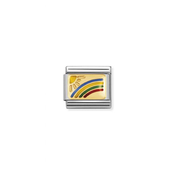 NOMINATION COMPOSABLE Classic DAILY LIFE in stainless steel with enamel and 18k gold Rainbow