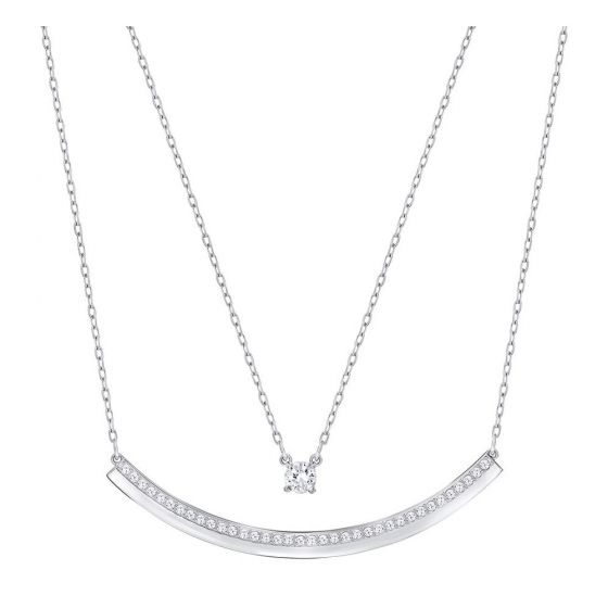 Swarovski Fresh Double Necklace - White with Rhodium Plating