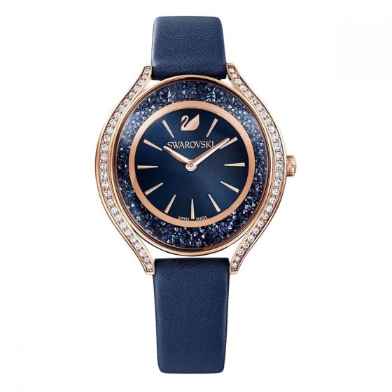 Swarovski Crystalline Aura Watch - Blue with Rose Gold Plating