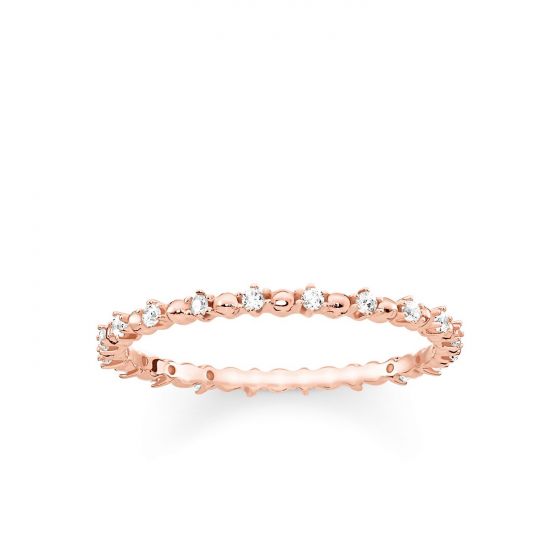 Thomas Sabo Dots Ring - Rose Gold Plated with White Stones