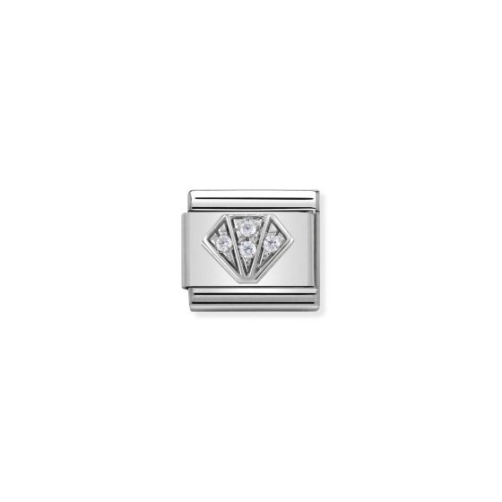 NOMINATION Composable CL SYMBOLS steel . Cubic zirconia and silver 925