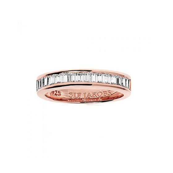 Sif Jakobs Corte Baguette Ring - Rose Gold with White Zirconia / 52