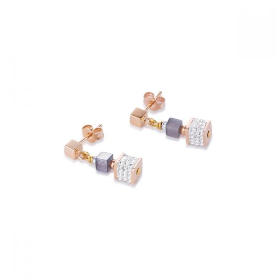 Coeur de Lion Rose Gold Geocube Earrings - 4963211523