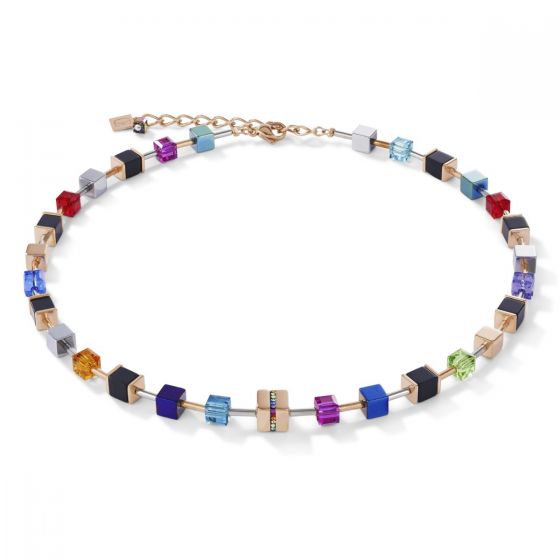 Coeur De Lion GeoCUBE Necklace - Crystal and Multicolour Onyx 4980101500