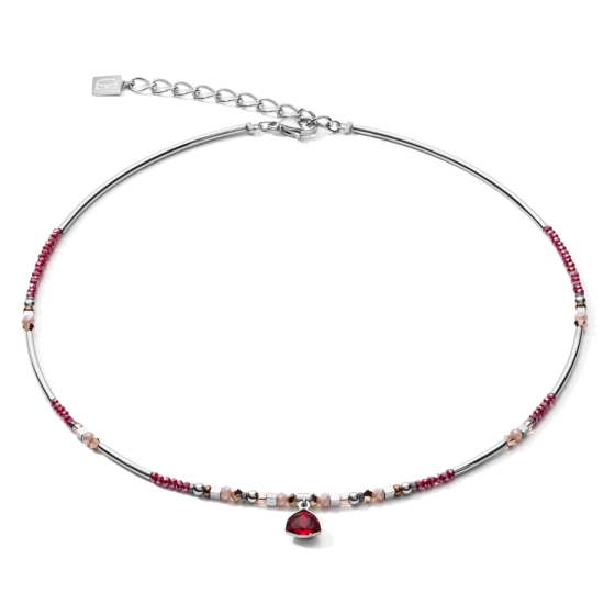 Coeur De Lion Necklace - Pink and Red with Triangle Pendant 5032100300