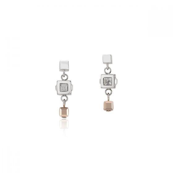 Coeur De Lion GeoCUBE Cluster Earrings - Silver and Rose 5037211723