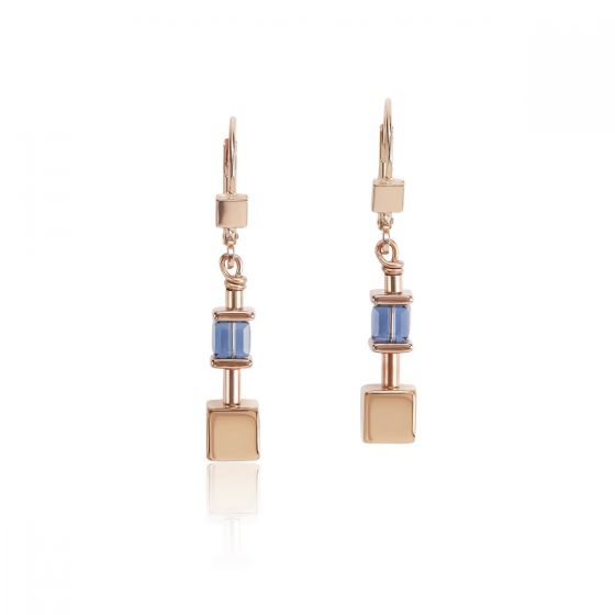 Coeur De Lion GeoCUBE Earrings - Rose and Blue 5052200700