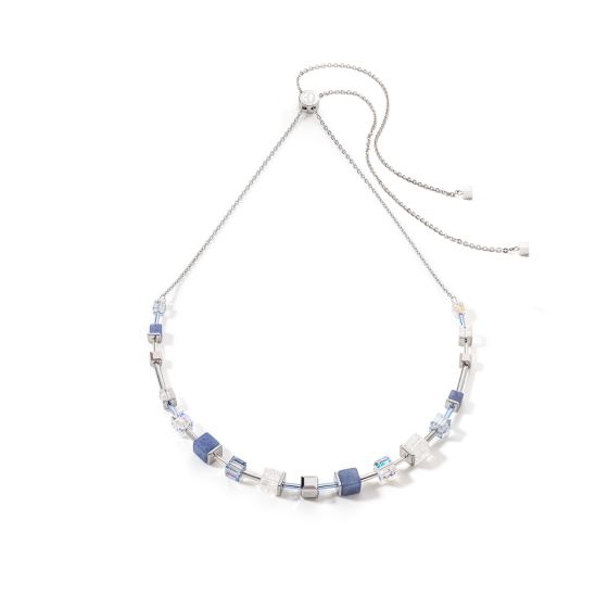 Coeur De Lion GeoCUBE Precious Slider Necklace - Silver Blue - 5074100700