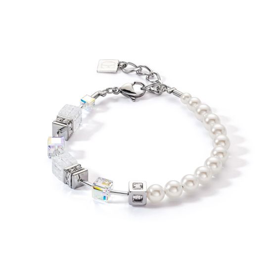 Coeur De Lion GeoCUBE Precious Fusion Pearls Bracelet - Silver and White 5086301400