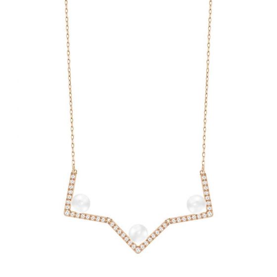 Swarovski Edify Crystal Pearl Necklace, White, Rose Gold Plating 5197179
