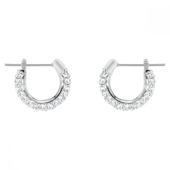 Swarovski Stone Pierced Earrings Small - White with Rhodium Plating
