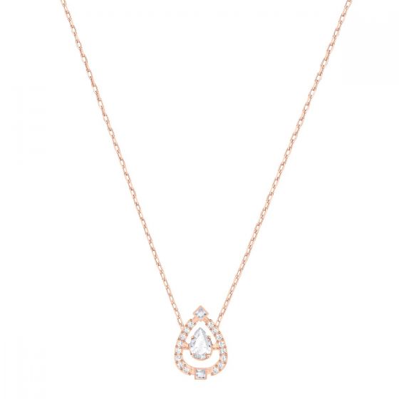 Swarovski Sparkling Dance Flower Necklace, White, Rose Gold Plating 5451993