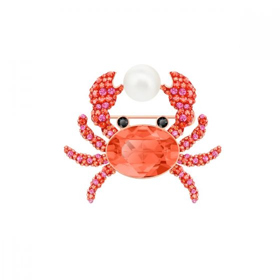 Swarovski Ocean Crab Brooch, Multi-Coloured, Rose Gold Plating 5457571