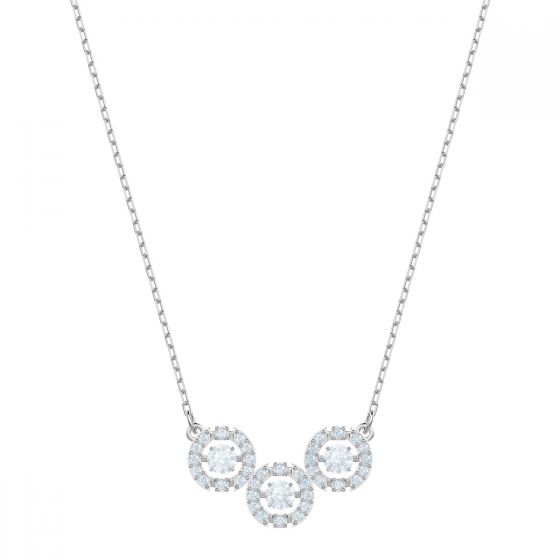 Swarovski Sparkling Dance Trilogy Necklace, White, Rhodium Plating 5465275