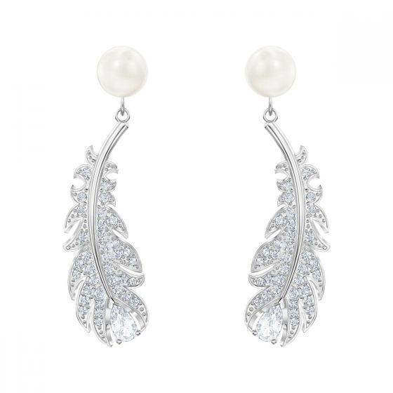 Swarovski Nice Earrings, White, Rhodium Plating 5496052