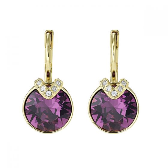 Swarovski Bella Earrings, Purple, Gold Plating