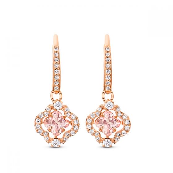 Swarovski Sparkling Dance Pierced Earrings- Clover- Pink and Rose Gold Plated 5516477