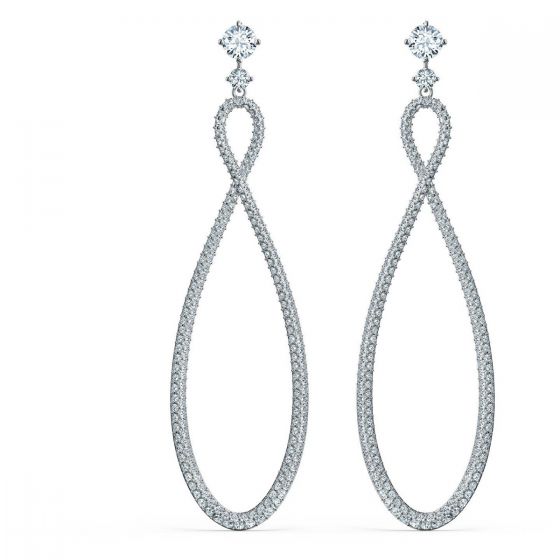 Swarovski Infinity Pierced Hoop Earrings - White - Rhodium Plated 5518878
