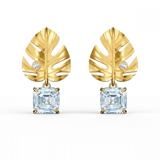 Swarovski Tropical Leaf Pierced Earrings - Gold-tone Plating - 5519253