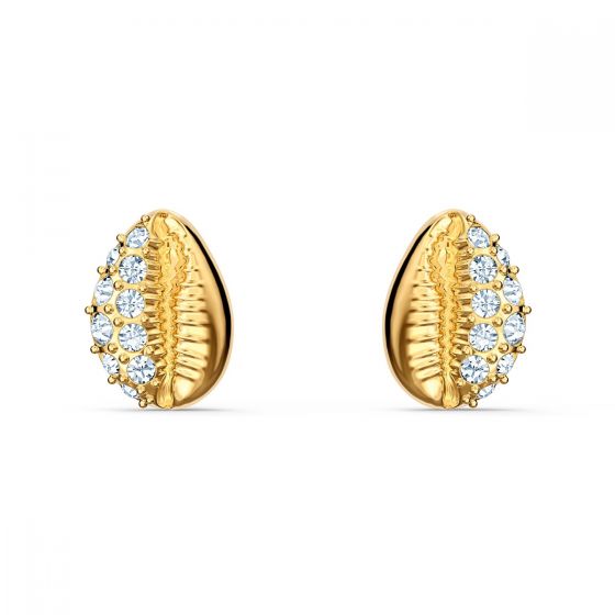 Swarovski Shell Stud Pierced Earrings, White, Gold-Tone Plated  5520471