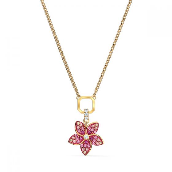 Swarovski Tropical Flower Pendant Necklace - Gold-tone Plating - 5524356