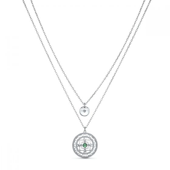 Swarovski Symbolic Mandala Necklace - White - Rhodium Plating - 5541987