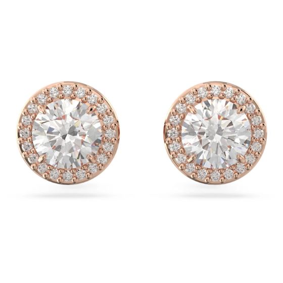Swarovski Constella Stud Earrings - White with Rose Gold Plating